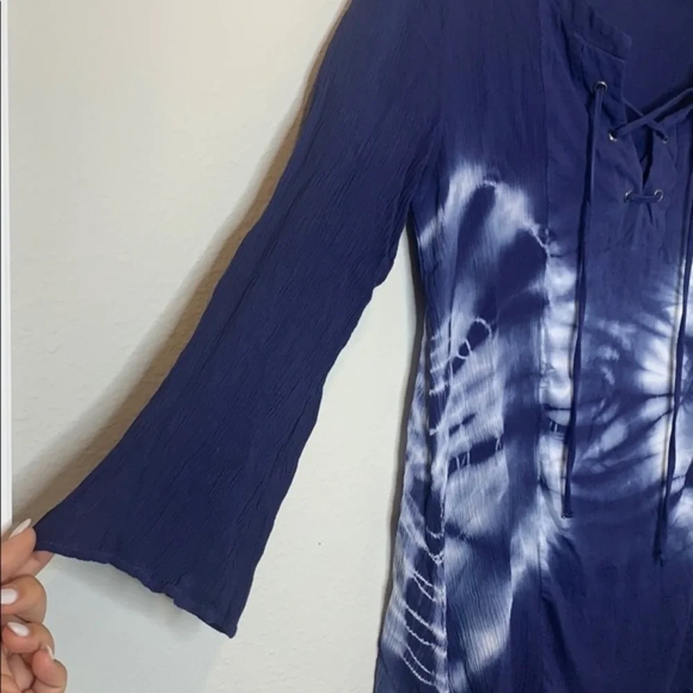 Ava James Blue Circle Tie Dye Tunic Medium - Picture 3 of 7